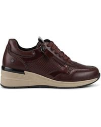 Pavers - Burgundy Platform Lace-Up Trainers With Side Zip - Lyst