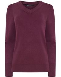 M Com - Berry V-Neck Long Sleeve Jumper - Lyst