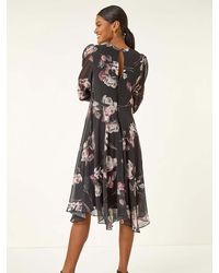 Roman - Floral Print Hanky Hem Dress - Lyst