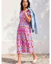 Roman - Patterned Print Stretch Pocket Midi Dress - Lyst