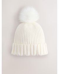 Next - Rib Knit Pom Hat - Lyst