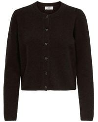 Jdy - Chocolate Knitted Button Down Short Cardigan - Lyst