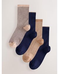 Next - Camel Stripe Supersoft Ribbed Ankle Socks 4 Pack - Lyst