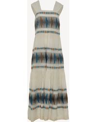 Devotion Twins - Elegant Embroidered Stripe Maxi Dress - Lyst