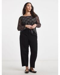 Simply Be - Simply Be Check Print Mesh Scoop Back Top - Lyst