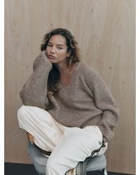 Self - Neutral Knitted V-Neck Jumper - Lyst