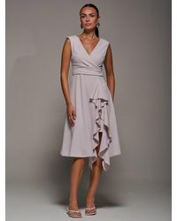 Jolie Moi - Ruffle Detail Wrap Sleeveless Midi Dress - Lyst