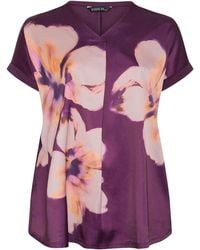 Evans - Woven Front Jersey Pleat Swing Top - Lyst