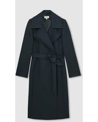 Reiss - Odette Petite Wool-Blend Double-Lapel Belted Coat With Cashmere - Lyst