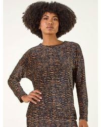 Roman - Animal Print Bubble Hem Tunic Top - Lyst