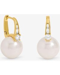 Jon Richard - Plated Polished And Crystal Stone Pearl Hoops - Lyst