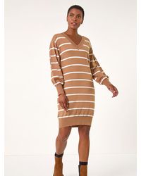 Roman - Stripe Print Knitted Jumper Dress - Lyst