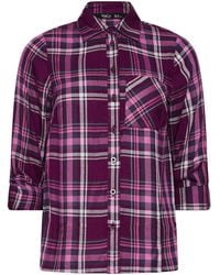 M Com - Petite Button Check Shirt - Lyst