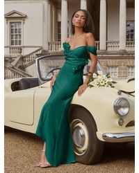 Lipsy - Petite Bardot 3D Floral Trim Bridesmaid Dress - Lyst