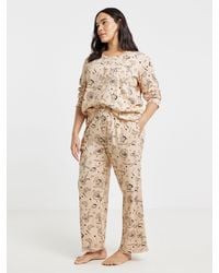 Simply Be - Pretty Secrets Coffee Print Pointelle Rib Pyjamas Set - Lyst