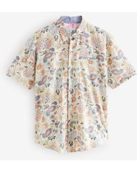 Next - Short Sleeve Textured Floral Printed 100% Cotton Shirt - Lyst