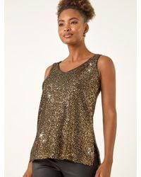 Roman - Sequin V-Neck Vest Top - Lyst