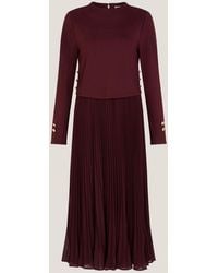 Monsoon - Penny Long Sleeve Pleated Midi Dress - Lyst