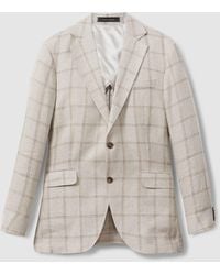 Oscar Jacobson - Oscar Linen Blend Single Breasted Check Blazer - Lyst