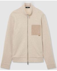 Reiss - Oatmeal Melange Herringbone Patch-Pocket Zip-Through Jacket - Lyst
