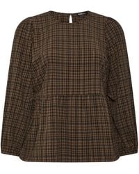 Yours Curve - Checked Textured Tie Side Top - Lyst