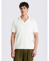Moss - Off Ribbed Bouclé Skipper Polo Shirt - Lyst