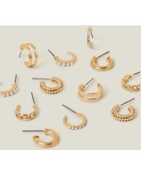 Accessorize - Tone Textured Hoops Earrings 6 Pack - Lyst