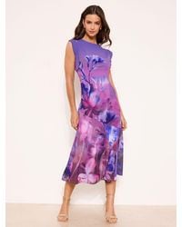 Lipsy - Floral Print Fit And Flare Midi Dress - Lyst