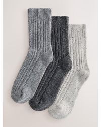 Next - Tonal Thermal Wool Blend Cable Knit Ankle Socks 3 Pack - Lyst