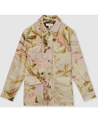 Reiss - Jade Nybg Linen Floral Utility Jacket - Lyst