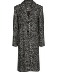 M Com - Herringbone Single Breasted Tailored Midi Coat - Lyst