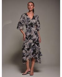 Jolie Moi - Frill Trim Mesh Maxi Dress - Lyst