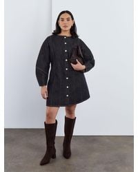 Simply Be - Denim Button Front Mini Dress - Lyst
