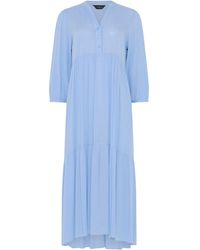 M Com - Tiered Half Placket Maxi Dress - Lyst