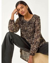 Roman - Abstract Print Pleated Tunic Top - Lyst