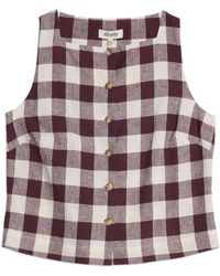 Albaray - Burgundy Gingham Button Top - Lyst