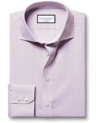 Charles Tyrwhitt - Slim Fit Slim Fit Non-Iron Cutaway Collar Fine Check 100% Cotton Shirt - Lyst