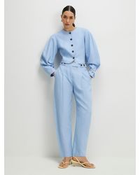 River Island - River Island Linen Blend Tailored Barrel Trousers - Lyst