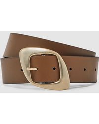 Reiss - Christa Leather Curved-Edge Buckle Belt - Lyst