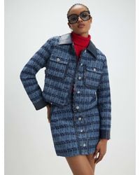 River Island - Boucle Faux Leather Trim Trophy Jacket - Lyst