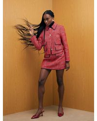River Island - Whipstitch Boucle Trophy Jacket - Lyst