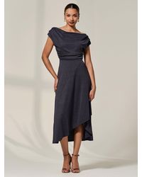 Jolie Moi - Asymmmetric Draped Midi Dress - Lyst