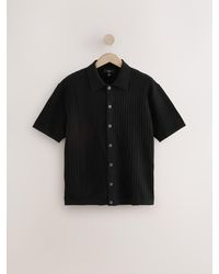 Next - Relaxed Fit 100% Cotton Short Sleeve Textured Knit Button-Through Polo Shirt - Lyst