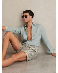 Reiss - Sage & Seersucker Stripe Swim Shorts - Lyst