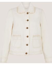 Monsoon - Cream Sadie Frill Denim Jacket - Lyst