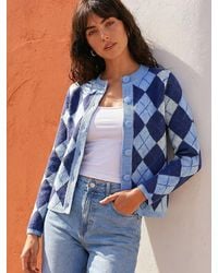 Roman - Argyle Buttoned Knit Cardigan - Lyst