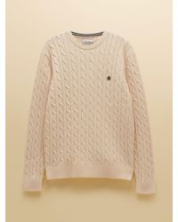 Joules - Crew Neck Cotton Cable Knit Jumper - Lyst