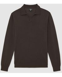 Reiss - Merino Wool Open-Collar Polo Shirt - Lyst