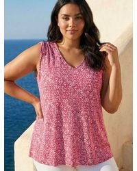 Roman - Curve Printed Ruched Shoulder Vest Top - Lyst