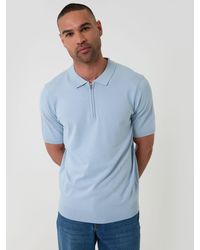 Threadbare - Quarter Zip Knitted Polo Shirt - Lyst
